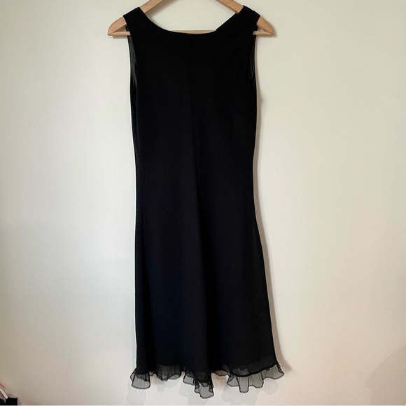 Vintage Primavera Cowl Neck Black Midi Dress Ruffle Hem Size 10 Whimsigoth - Picture 6 of 9